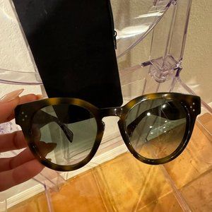 Old Celine Tortoise Acetate Oversized Sunglasses with Suede Case